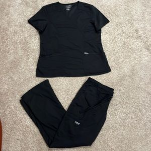 Black Scrub Bottoms and Top Cherokee Authentic Workwear